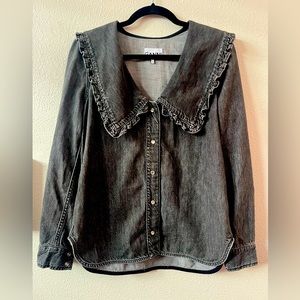 Ganni Grey Denim Long Sleeve